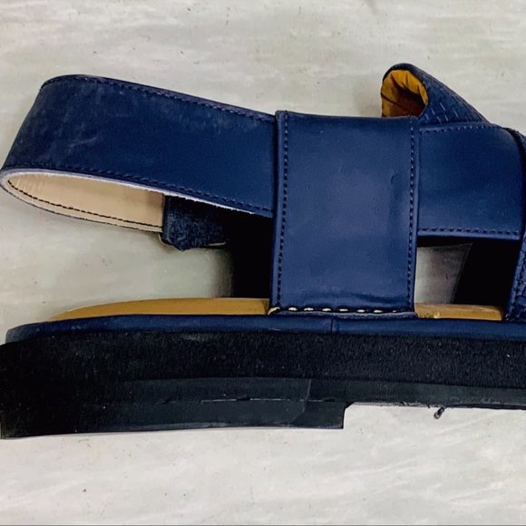 Blue Leather Sandals, Handmade Peshawari Chappal, Traditional Leather Blue - Picture 9 of 12
